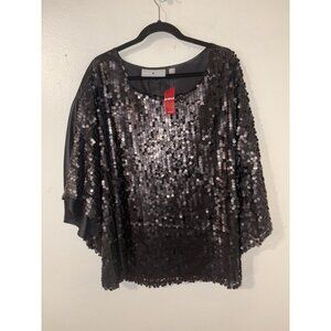 Avenue Studio Blouse Black Sequins Size 18/20 Dressy Party